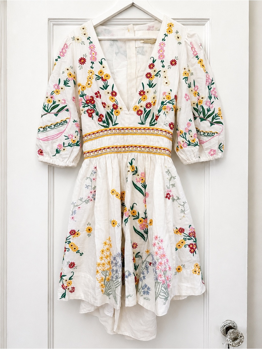 Anthropologie Deep V Floral bohemian cut out back boho Mini Dress - Picture 2 of 4